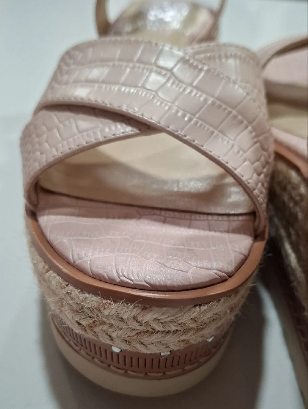 Vince Camuto Blush Croc-Embossed Ankle-Strap Wedges